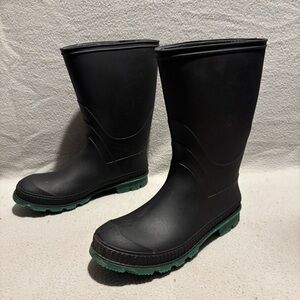 Unbranded Unisex Black & Green Rubber Rain & Garden Boots size 7 made in U.S.A.